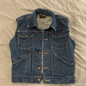 Wrangler Dark Blue Denim Vest with Button Accents